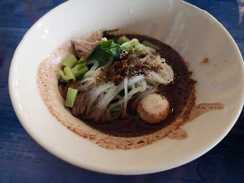 Beef boat noodle is a popular Thai dish